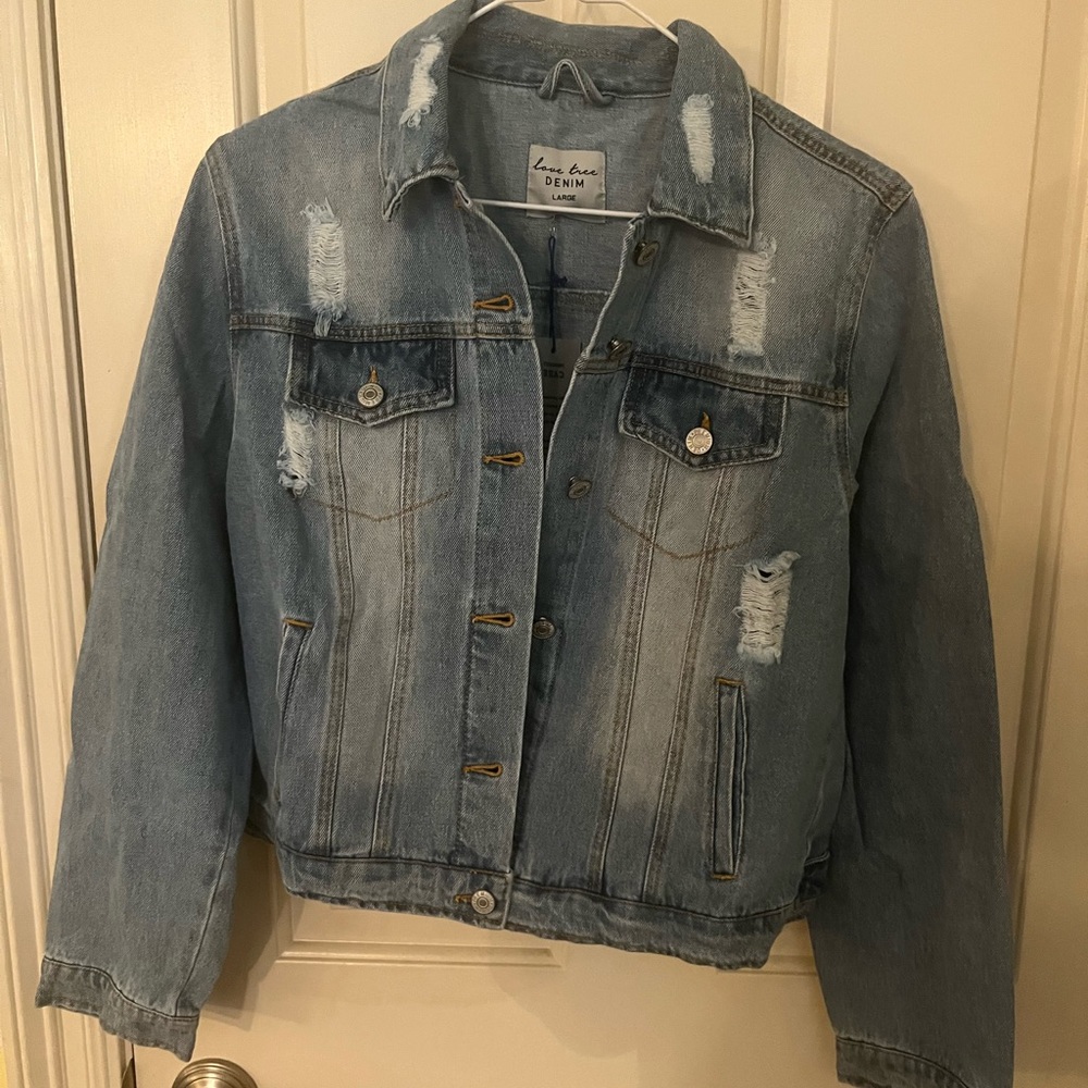 Love tree womens large denim jacket new with tags